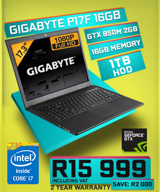 Gigabyte P17f core i7 laptop deal with 16GB RAM