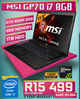 MSI GP70 core i7 laptop deal with 8GB RAM