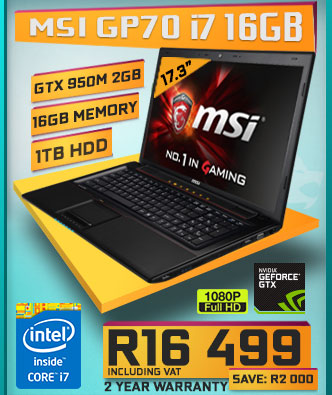MSI GP70 core i7 laptop deal with 16GB RAM