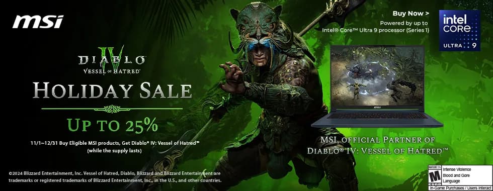 MSI Diablo IV Vessel of Hatred Holiday Sale MSI Diablo IV Vessel of Hatred Holiday Sale