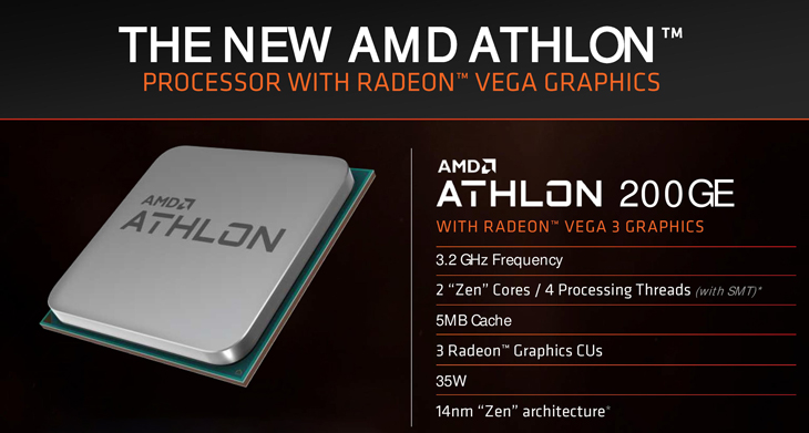 AMD Athlon 200GE AM4 APU with Vega 3 Graphics