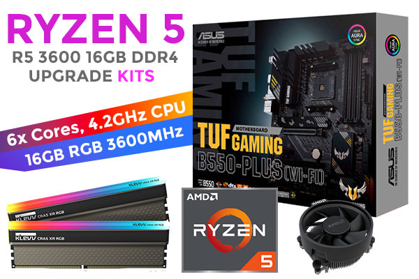 AMD RYZEN 5 3600 TUF B550-PLUS Wi-Fi 16GB RGB 3600MHz Upgrade Kit