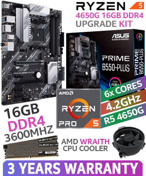 AMD RYZEN 5 PRO 4650G PRIME B550-PLUS 16GB 3600MHz Upgrade Kit