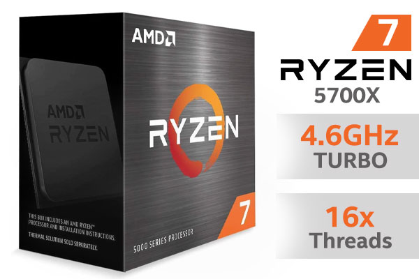 AMD Ryzen 7 5700X 8-Core 16-Threads 3.4GHz (4.6GHz Max Boost) Socket AM4 65W Desktop Processor / 36MB GameCache / 3rd Gen AMD Ryzen Desktop Processor / <span style="color: red;" >Discrete Graphics Card Required</span> / 100-100000926WOF