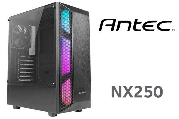 Antec NX250 Mid Tower Gaming Case / Windowed Side Panel / USB 3.0 Connectivity / Support For Up To 360mm Liquid Cooling / Room For Expansion / Includes 1 x 120mm Fan In Rear / LED Control Button / 0-761345-81028-9