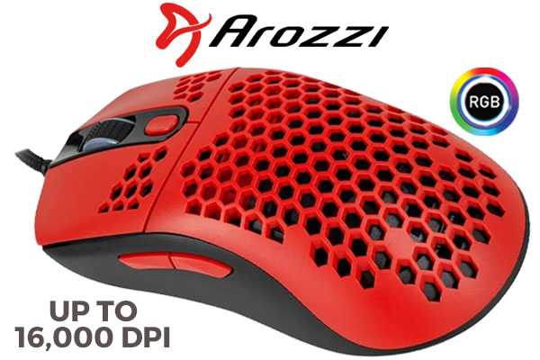 Arozzi Favo Ultra Light Gaming Mouse - Black/Red