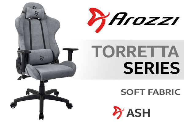 Arozzi Torretta Soft Fabric Gaming Chair - Ash / Soft PU Leather / 3D Adjustable Armrests / Max Load up to 100kg / Durable Upholstery Furniture Fabric / Multidimensional Armrests / Seat and Backrest up to 12° / Tough Metal Frame / TORRETTA-SFB-ASH