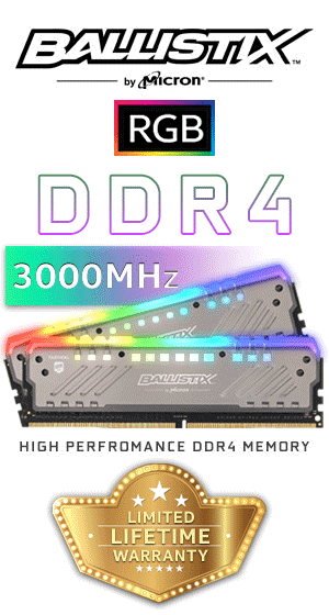 8GB RGB Crucial 3000MHz RAM