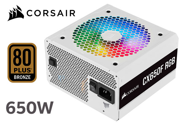 Corsair CX650F 650W RGB Power Supply - White