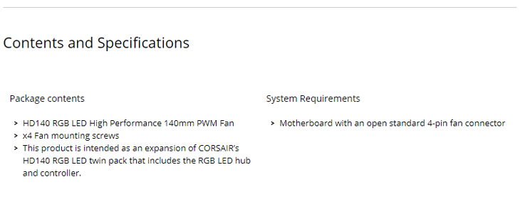 Corsair HD140 RGB LED High Performance Single Fan