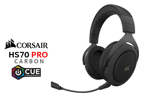Corsair HS70 Pro 7.1 Surround Sound Wireless Gaming Headset - Carbon / Low-Latency 2.4GHz Wireless / Noise-Cancelling Mic / 7.1 Surround Sound / Lightweight and Durable / CORSAIR iCUE / CA-9011211