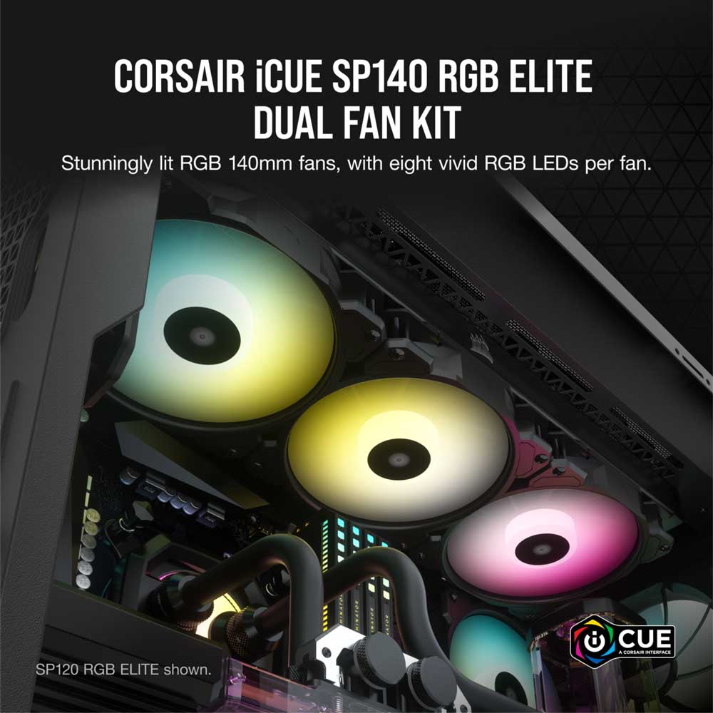 Corsair iCUE SP140 RGB Elite 140mm PWM Dual Fan - Black