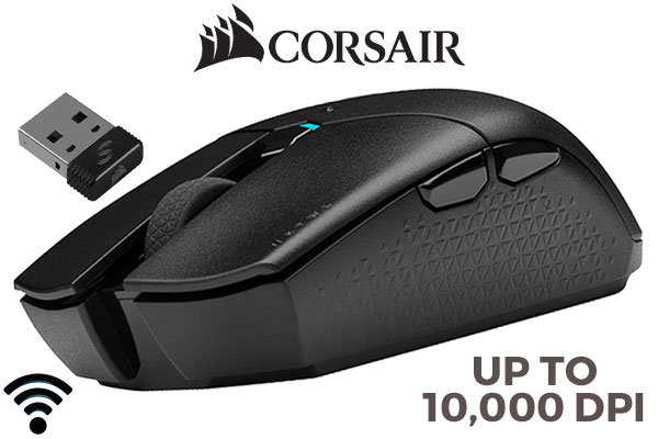Corsair KATAR PRO Wireless Gaming Mouse / 10,000 DPI Optical Sensor / Six Fully Programmable Buttons / Switch DPI on-the-fly / 135 Hours of Battery Life / CH-931C011