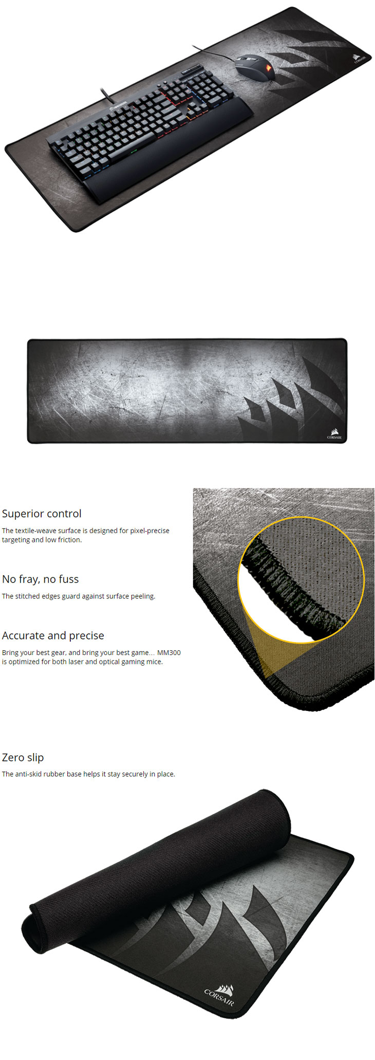 Corsair MM300 Anti-Fray Cloth Extended Gaming Mouse Pad