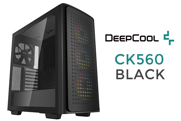 DEEPCOOL CK560 Mid-Tower ATX Case, Airflow Front Panel, Full-Size Tempered Glass Window, 3 x 120mm ARGB Fans, 1 x 140mm Fan, E-ATX Motherboard Support, Front I/O USB Type-C, Black