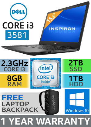 Buy Dell Inspiron 3581 15 6 Core I3 Laptop With 2tb Ssd And 8gb Ram At Evetech Co Za