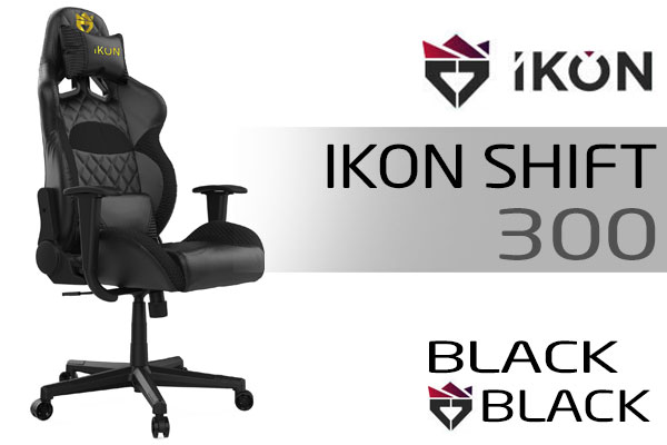 Evetech IKon-Shift-300 Gaming Chair - Black / Leather Style Vinyl Material / Adjustable Back to 135 Degree / Adjustable Seat Height and Backrest / Class 4 Gas Lift / Max Load up to 100kg / IKon-Shift-300-B