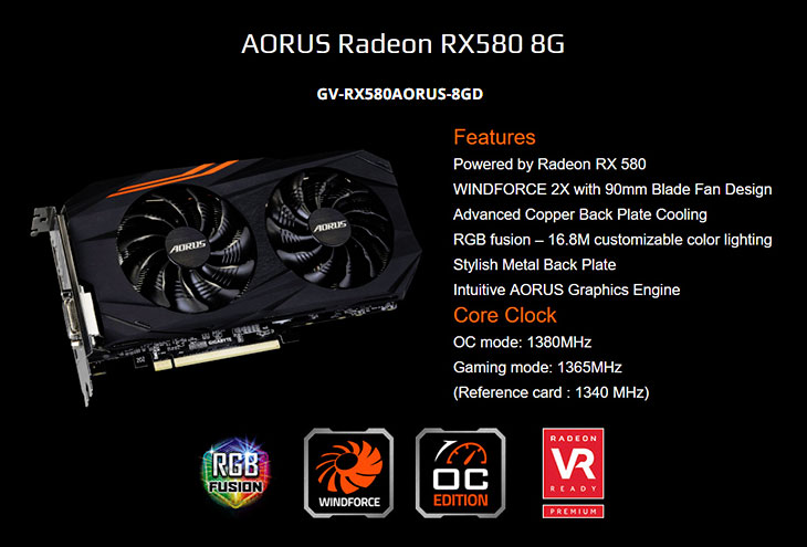 Gigabyte Aorus Radeon RX 580 8GB - Free Shipping - South Africa