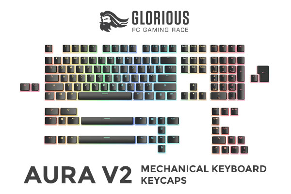 Glorious Aura V2 145-Key PBT Mechanical Keycaps - Black