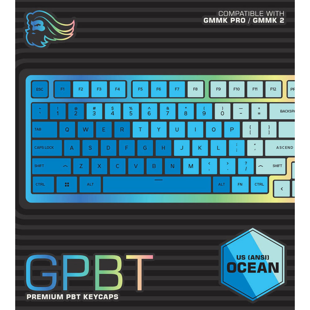 Glorious GPBT Premium PBT Keycaps - Caribbean Ocean