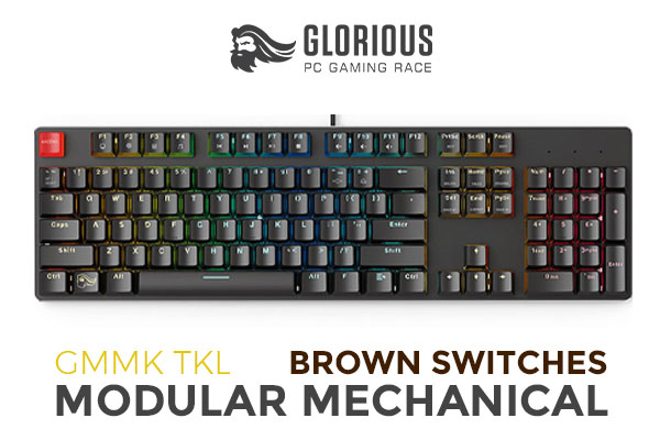 Glorious Modular Mechanical Gaming Keyboard - Brown Switches - Full-Size GMMK (104 Key) - RGB LED Backlit / 100% Anti-Ghosting / ABS Doubleshot Injection Keycaps / GMMK-BRN-V2