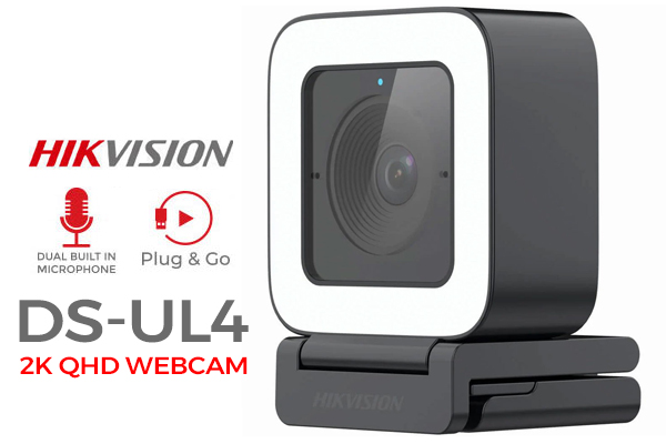 Hikvision DS-UL4 2K QHD Webcam / High Quality 2560 × 1440 Resolution / Plug And Play / Clear And Smooth Video / Wide Angle Without Distortion / Built-in Dual Mic / Self-adaptive Brightness / DS-UL4