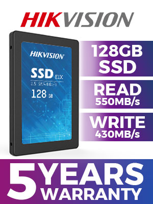 Hikvision E100 128GB 2.5" SATA 6GB/s 3D Nand Solid State Drive / 550 MB/s Read / 430 MB/s Write / Internal Solid State Drive / HS-SSD-E100/128GB