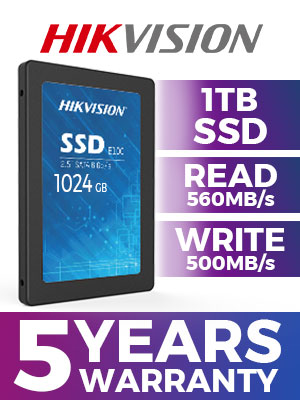 Hikvision E100 1TB 3D NAND SATA 2.5 inch SSD / 560 MB/s Read / 500 MB/s Write / Internal Solid State Drive / 5-year Limited Warranty / HS-SSD-E100/1TB