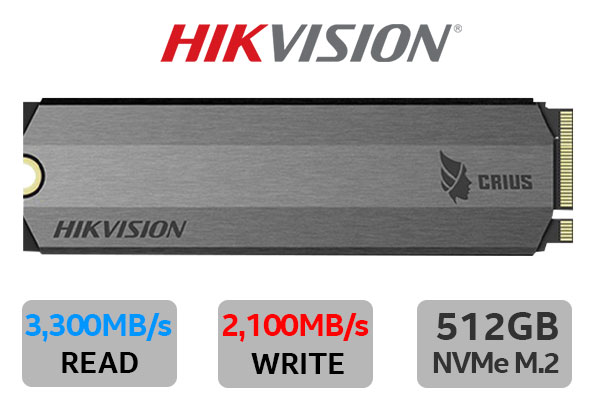 Hikvision E2000 512GB M.2 PCI-e Gen 3 x 4 NVMe 3D NAND Internal Solid State Drive (SSD) / Maximum Read Speed 3,300 MB/s / Maximum Write Speed 2,100 MB/s / HS-SSD-E2000/512G