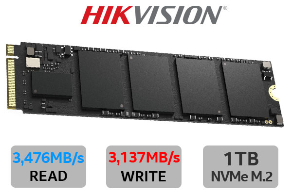 Hikvision E3000 1TB M.2 PCI-e Gen 3 x 4 NVMe 3D NAND Internal Solid State Drive (SSD) / Maximum Read Speed 3476 MB/s / Maximum Write Speed 3137 MB/s / HS-SSD-E3000/1TB