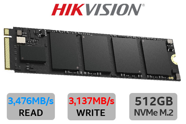 Hikvision E3000 512GB M.2 PCI-e Gen 3 x 4 NVMe 3D NAND Internal Solid State Drive (SSD) / Maximum Read Speed 3476 MB/s / Maximum Write Speed 3137 MB/s / HS-SSD-E3000/512G