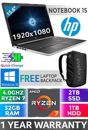 Buy Hp 15 Amd Ryzen 7 Laptop 7zs08ea With 2tb Ssd And 32gb Ram At Evetech Co Za