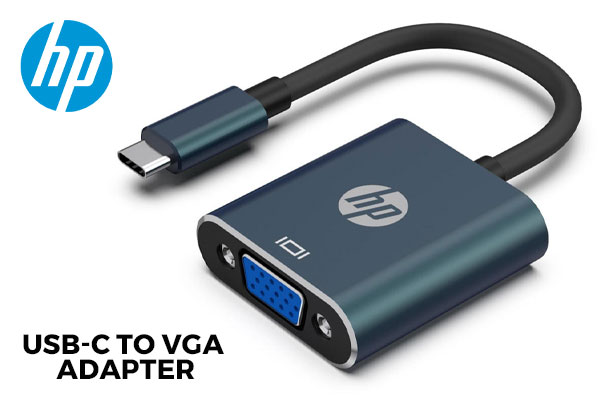 HP DHC-CT201 USB-C to VGA 1080P Adapter / Stable picture Quality Without Flickering / notebook Connection Tv, Projector And More Display Device / Aluminum Finish / DHC-CT201