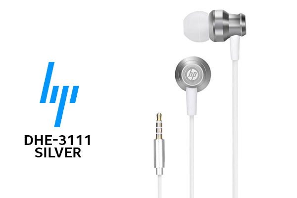 HP DHH-3111 Wired Earphone - Silver / Multi-platform Compatibility - Mobile/PC/PS4/Xbox One / Deep Stereo Bass With mic And Volume Control / Intelligent Button Control / Omnidirectional Microphone / DHH-3111-SIL
