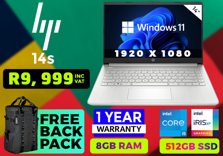 HP Laptop 14s i5-1155G7 8GB RAM & 512GB SSD