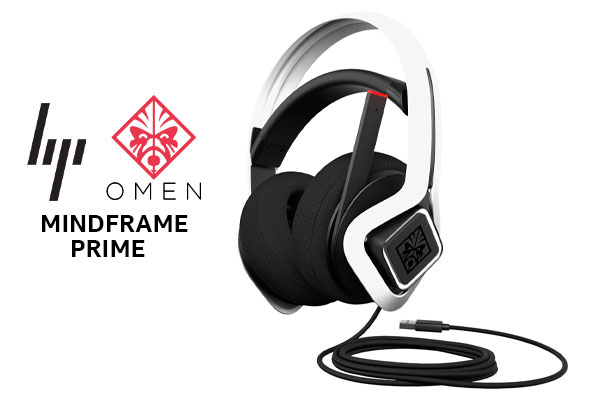 HP OMEN Mindframe Prime 7.1 Virtual Surround Sound Gaming Headset - White / Control Frostcap Cooling / Customize RGB Lighting / Noise Canceling Microphone / lightweight Suspension Headband / 6MF36AA