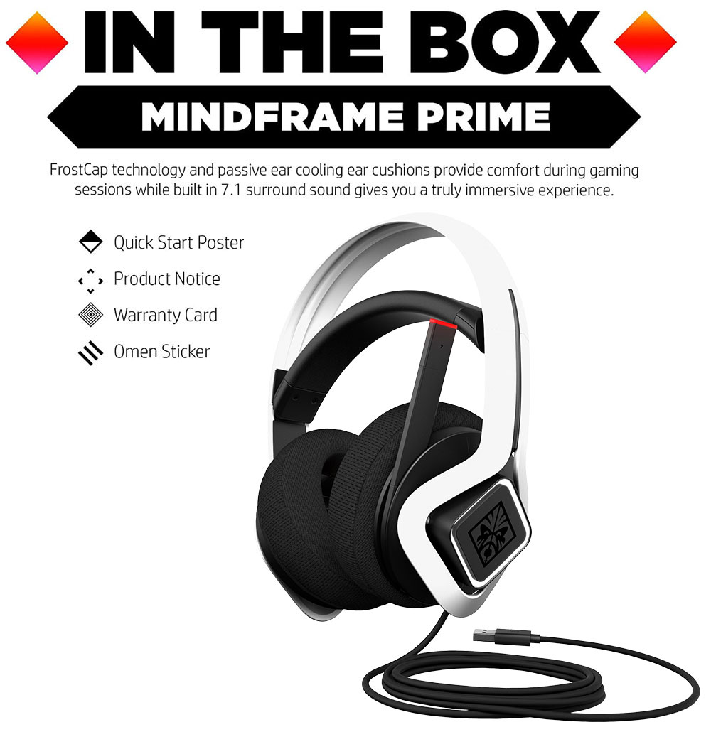 HP OMEN Mindframe Prime 7.1 Gaming Headset - White