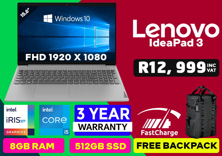 Lenovo IdeaPad 3 i5-1135G7 8GB RAM & 512GB SSD + 1TB HDD