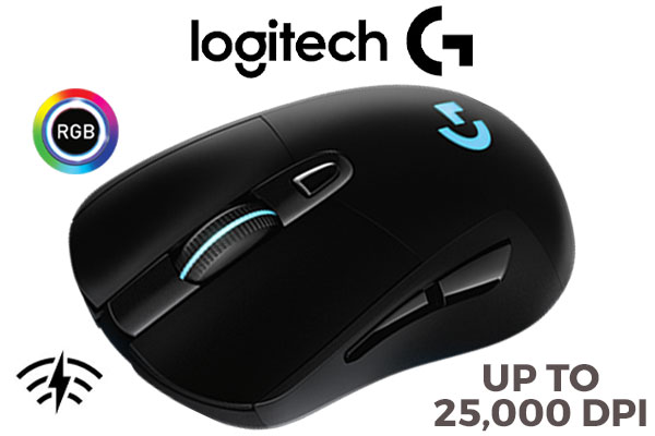 Logitech G703 Lightspeed Wireless Gaming Mouse / Hero 25K Sensor 25,000 max DPI Resolution / Powerplay Wireless Charging Compatibility / Lightsync RGB Lighting / Six Programmable Buttons / 910-005641