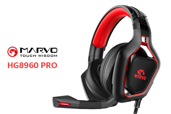 MARVO HG8960 PRO Stereo Gaming Headset / PC,PS4 & XBOX One compatibility / Omnidirectional Microphone / Red Backlight / Excellent Audio Quality / Rotatable Microphone arm / In-line Remote Control / Soft-cushioned Leather ear Cups / H8960