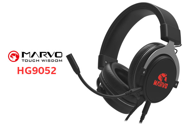 [GAMING PRO SERIES] MARVO HG9052 Virtual 7.1 Surround Sound Gaming Headset / Detachable Omnidirectional Microphone / Red LED Backlight / Removable USB Cable And 3.5mm Jack Cable / Dual 50mm Driver  / HG9052