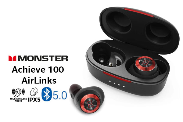 Monster Achieve 100 AirLinks Wireless Headphones - Red