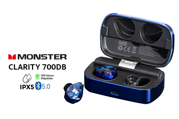 Monster Clarity 700DB AirLinks Wireless In-Ear Headphones - Blue / 6Hours Playtime Per Full Charge / Bluetooth 5.0, QCC3020 chip, HiFi Sound, AptX / CVC 8.0 Noise Cancellation / IPX5 Water Resistant / MH41902