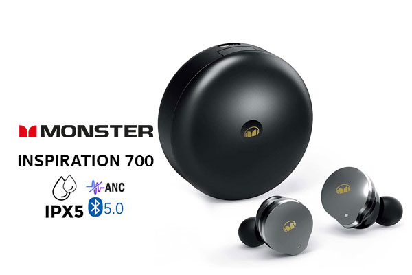 Monster Inspiration 700 ANC Wireless In-Ear Headphones - Black / Qualcomm QCC Flagship Chip / Smart In-ear Detection / aptX Codec Hi-Fi Audio / Up to 28h Playtime / IPX5 Water Resistance / MH22001-BK