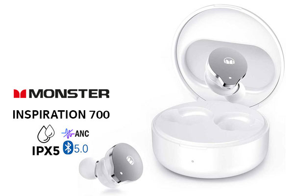 Monster Inspiration 700 ANC Wireless In-Ear Headphones - white / Qualcomm QCC Flagship Chip / Smart In-ear Detection / aptX Codec Hi-Fi Audio / Up to 28h Playtime / IPX5 Water Resistance / MH22001-WT