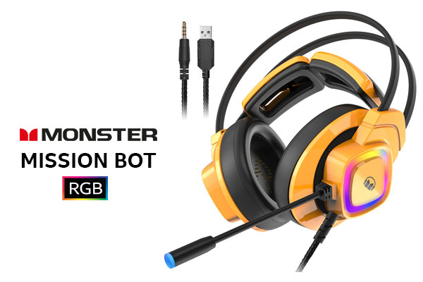 Monster Mission Bot Gaming Headset - Yellow