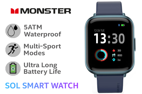Monster SOL Smart Sports Watch - Blue