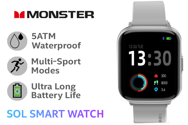Monster SOL Smart Sports Watch - Grey