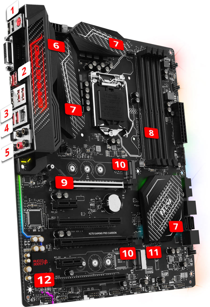 MSI H270 Gaming Pro Carbon Intel Motherboard - Free Shipping - South Africa
