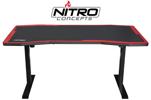 Nitro Concepts D16E ELECTRIC ADJUSTABLE SIT/STAND GAMING DESK - CARBON RED / Dimensions: 160x80cm / Adjustable Table Legs / Space for Up to Three Monitors / Height Adjustable From 71 to 121 cm / Up to 70 Kilograms Capability / NC-GP-DK-007